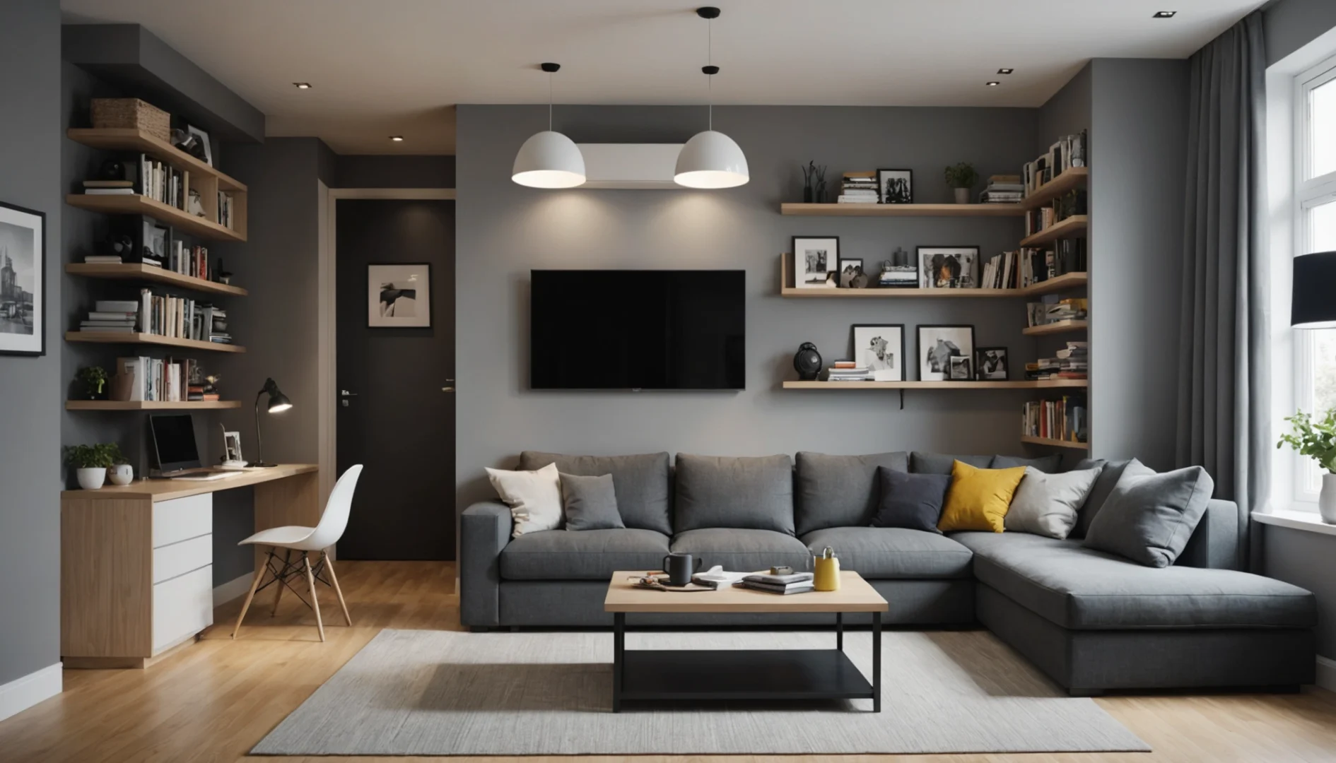 salon et chambre dans une petite pièce